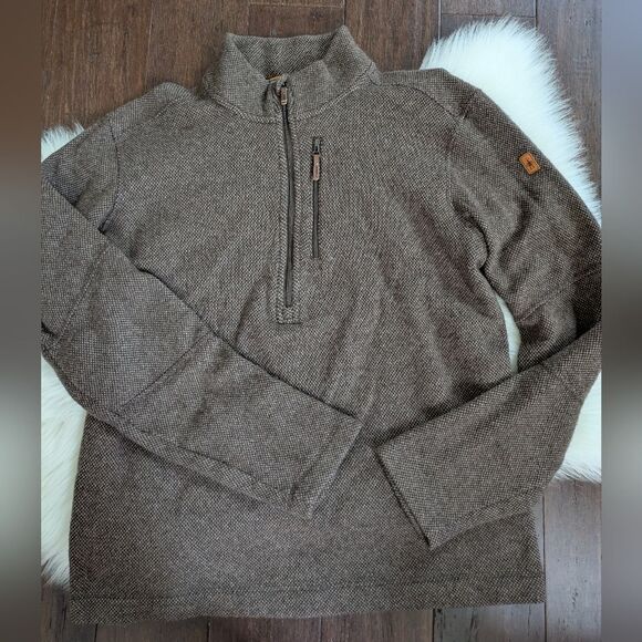 Smartwool Hudson Trail Wool Men's Brown Half Quarter Zip Sweater L Large - Picture 1 of 8